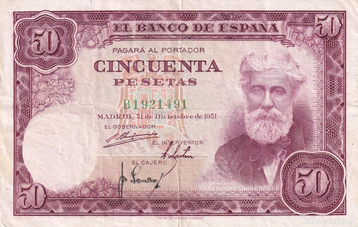 Spanische Banknoten: CRBS1521 BILLETE ESPA&Ntilde;A 50 PESETAS 1951 MBC