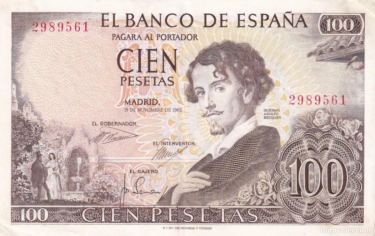 Spanische Banknoten: CRBS1537 BILLETE ESPA&Ntilde;A 100 PESETAS 1965 SIN SERIE EBC