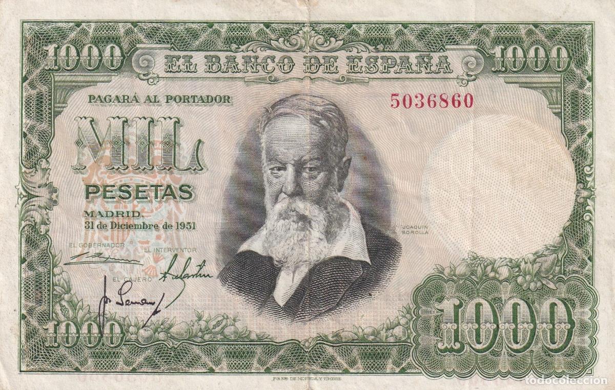 Spanische Banknoten: CRBS1561 BILLETE ESPA&Ntilde;A 1000 PESETAS 1951 SIN SERIE MBC