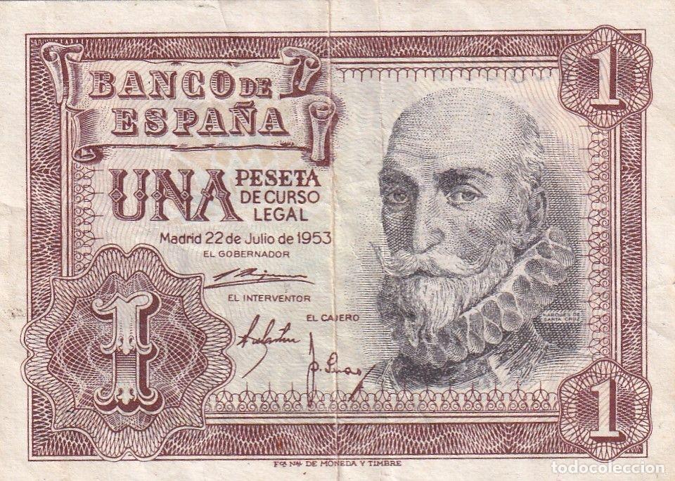 Spanish Banknotes: CRBS1627 BILLETE ESPA&Ntilde;A 1 PESETA 1953 SERIE A BC