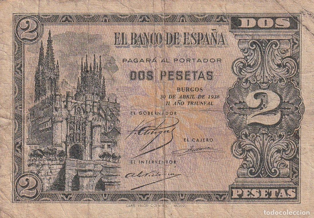 Spanish Banknotes: CRBS1634 BILLETE ESPA&Ntilde;A 2 PESETAS 1938 SERIE L USADO