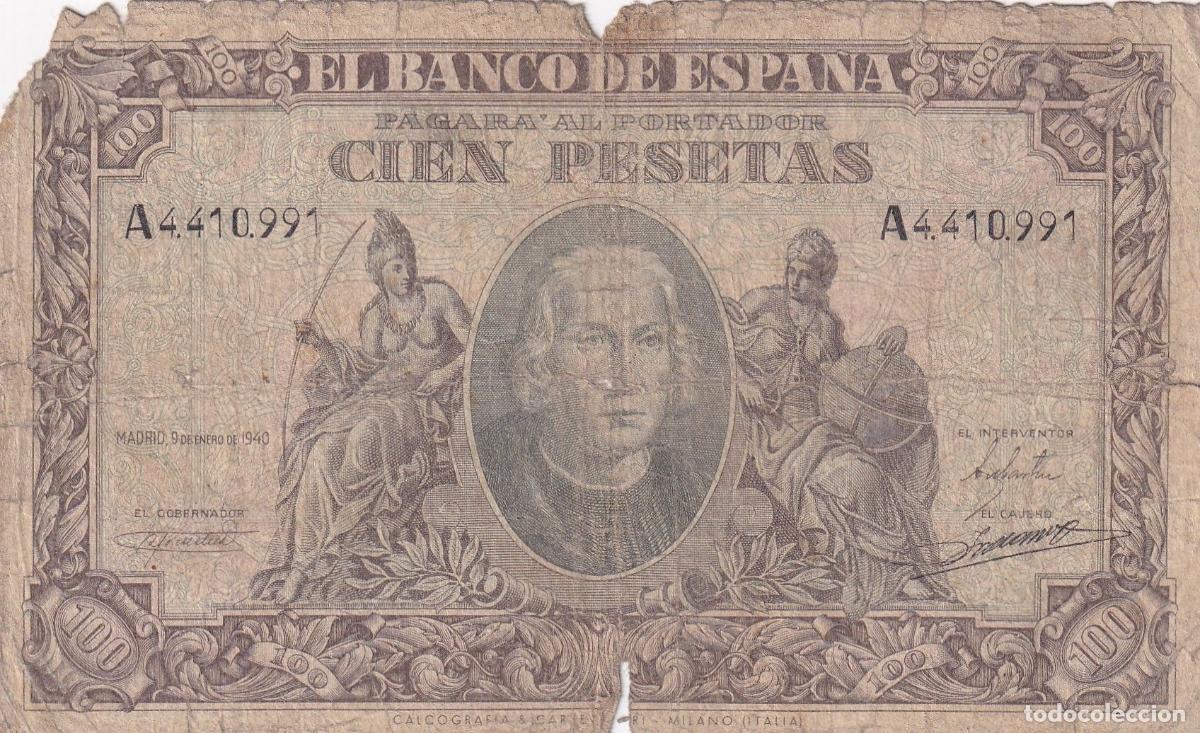 Spanische Banknoten: CRBS1696 BILLETE ESPA&Ntilde;A 100 PESETAS 1940 SERIE A USADO