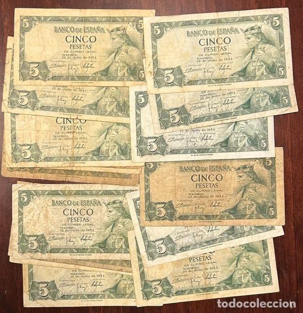 Banconote spagnole: CRBS1721 LOTE 18 BILLETES ESPA&Ntilde;A 5 PESETAS 1954 BC/MBC