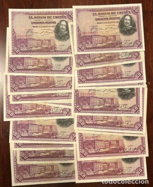 Banconote spagnole: CRBS2837 LOTE 20 BILLETES ESPA&Ntilde;A 50 PESETAS 1928 SERIE C EBC
