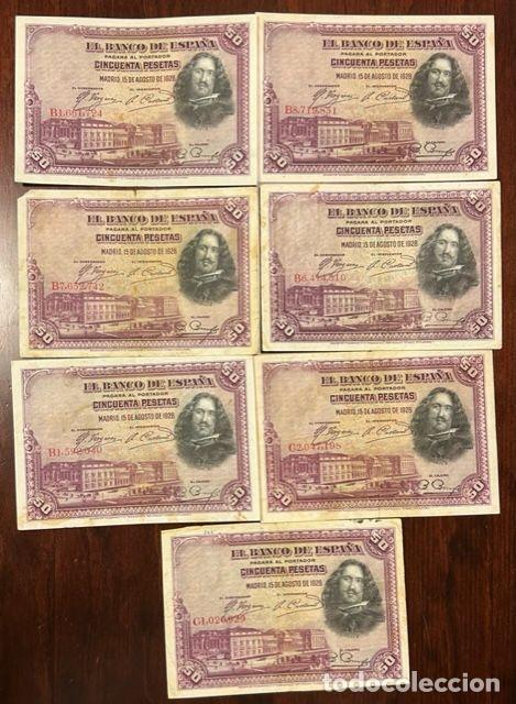 Banconote spagnole: CRBS2840 LOTE 7 BILLETES ESPA&Ntilde;A 50 PESETAS 1928 SERIES B Y C BC
