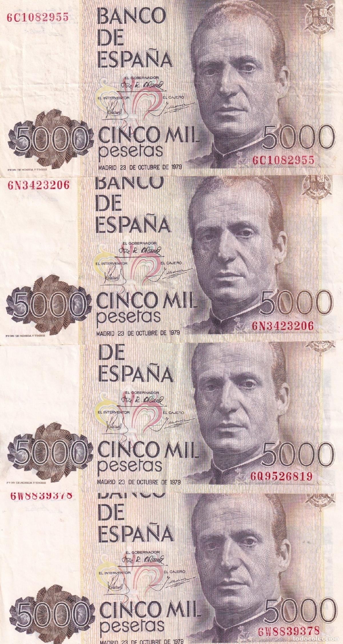 Notas espanholas: CRBS2098 LOTE 4 BILLETES ESPA&Ntilde;A 5000 PESETAS 1979 BC+