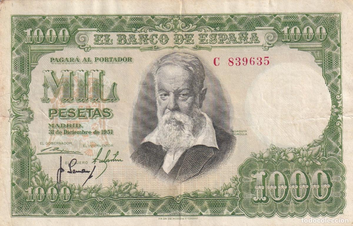 Notas espanholas: CRBS2143 BILLETE ESPA&Ntilde;A 1000 PESETAS 1951 SERIE C MBC