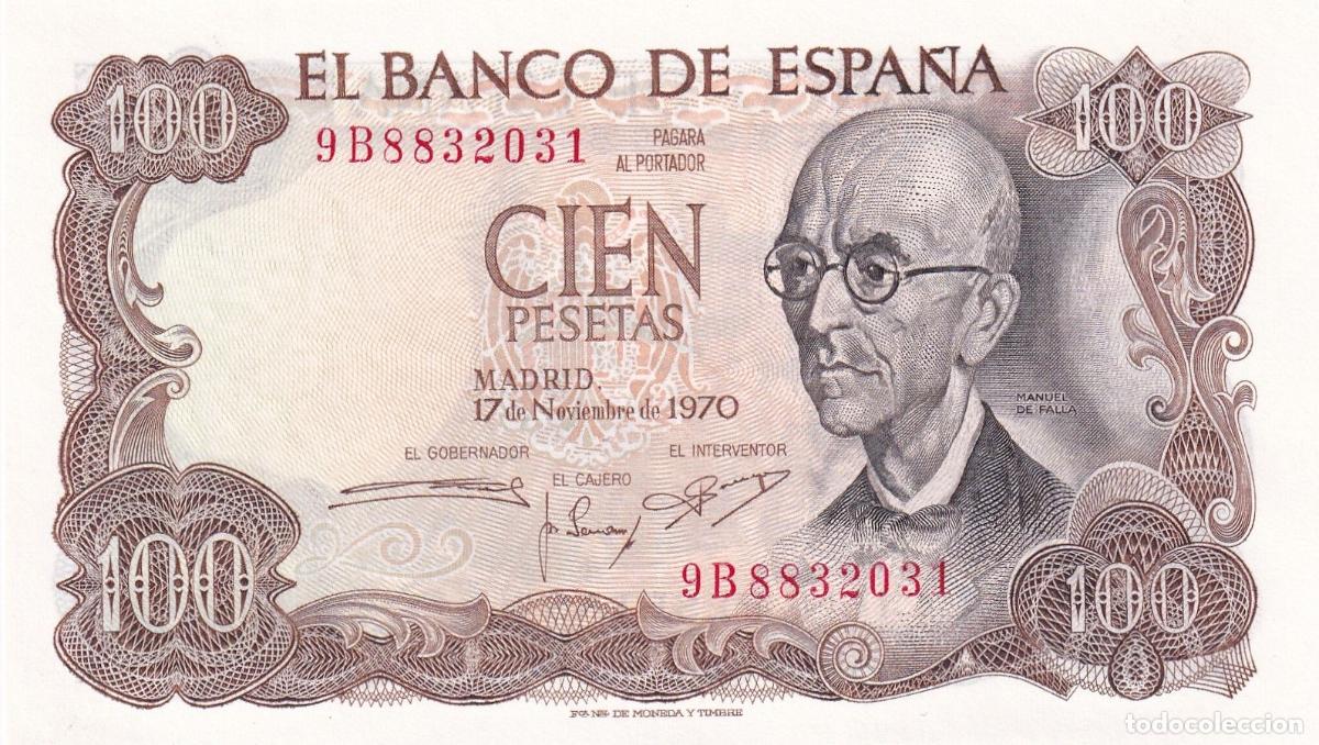 Notas espanholas: CRBP0022 BILLETE ESPA&Ntilde;A 100 PESETAS 1970 SERIE 9B SIN CIRCULAR