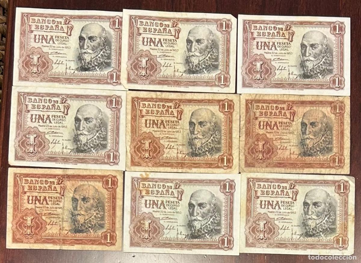 Billetes espa&ntilde;oles: CRBS2464 LOTE 9 BILLETES ESPA&Ntilde;A 1 PESETA 1953 VER FOTO
