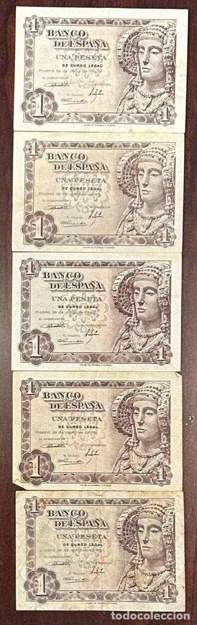 Billetes espa&ntilde;oles: CRBS2468 LOTE 5 BILLETES 1 PESETA 1948 VER FOTO