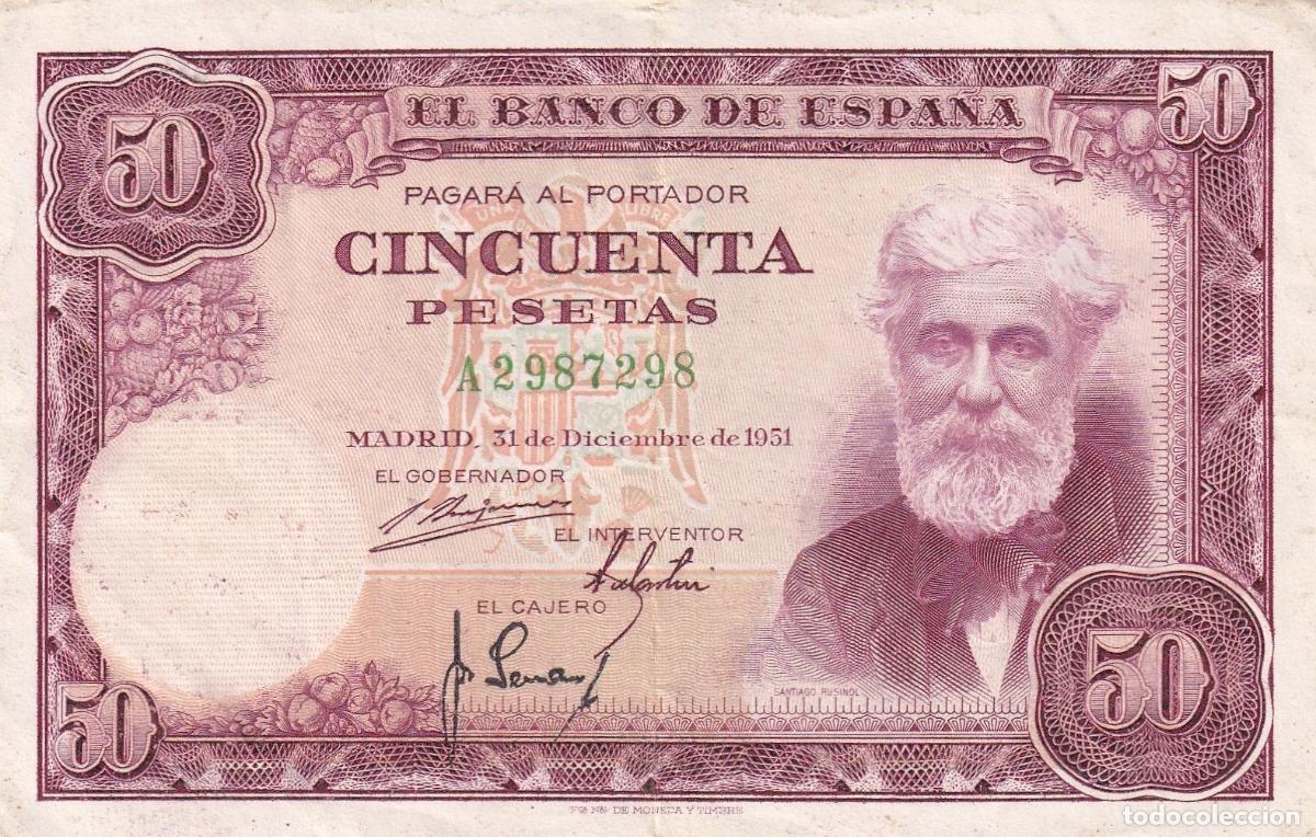 Billetes espa&ntilde;oles: CRBS2504 BILLETE ESPA&Ntilde;A 50 PESETAS 1951 SERIE A MBC+