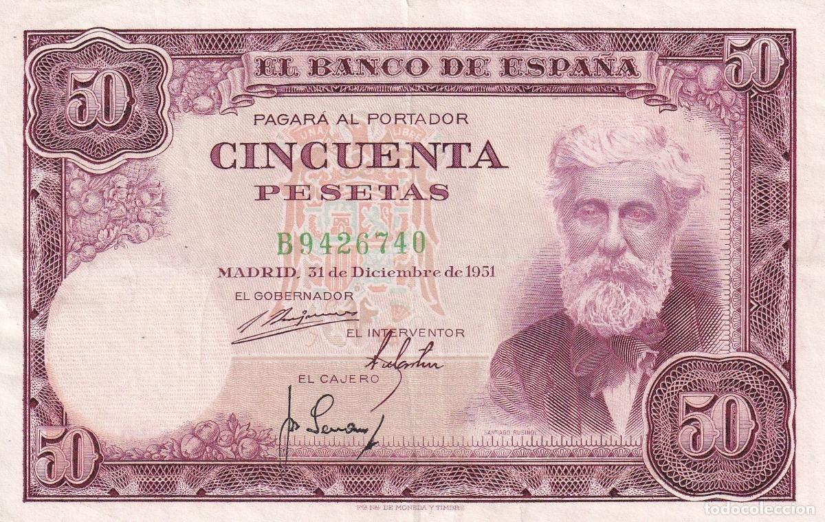 Spanische Banknoten: CRBS2547 BILLETE ESPA&Ntilde;A 50 PESETAS 1951 SERIE B MBC+
