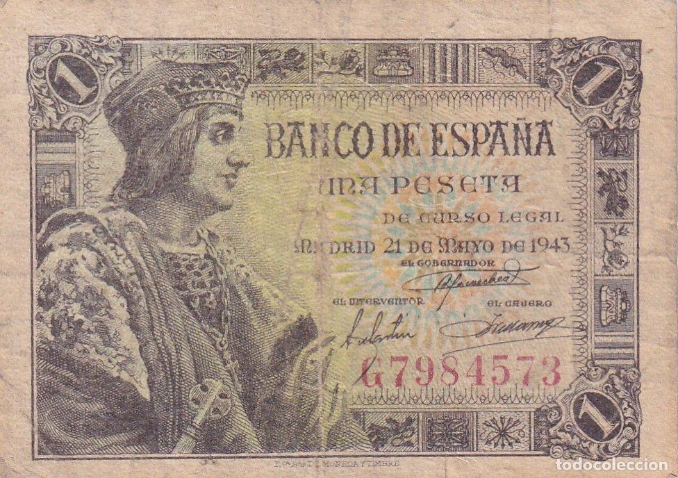 Spanish Banknotes: CRBS2702 BILLETE ESPA&Ntilde;A 1 PESETA 1943 SERIE G BC