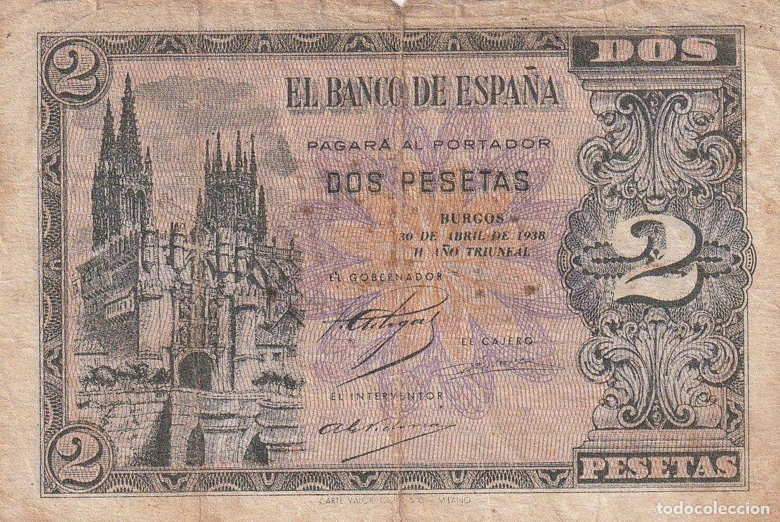 Spanish Banknotes: CRBS2703 BILLETE ESPA&Ntilde;A 2 PESETAS 1938 SERIE D BC