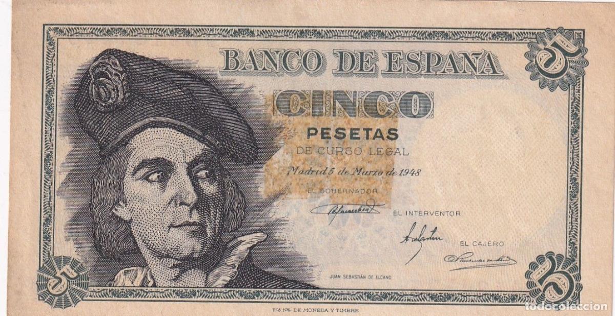 Banconote spagnole: CRBS2706 BILLETE ESPA&Ntilde;A 5 PESETAS 1948 SERIE I BC