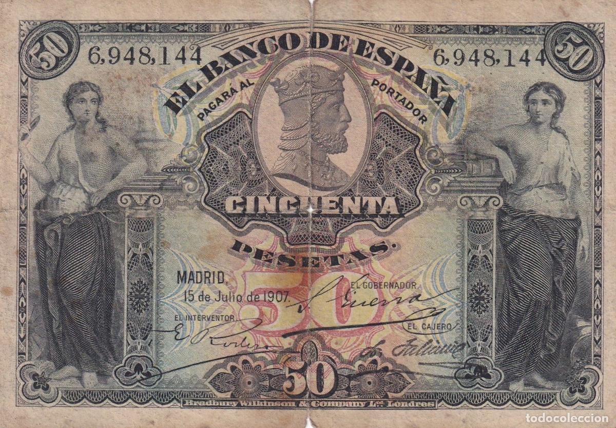 Banconote spagnole: CRBS2709 BILLETE ESPA&Ntilde;A 50 PESETAS 1907 SIN SERIE BC