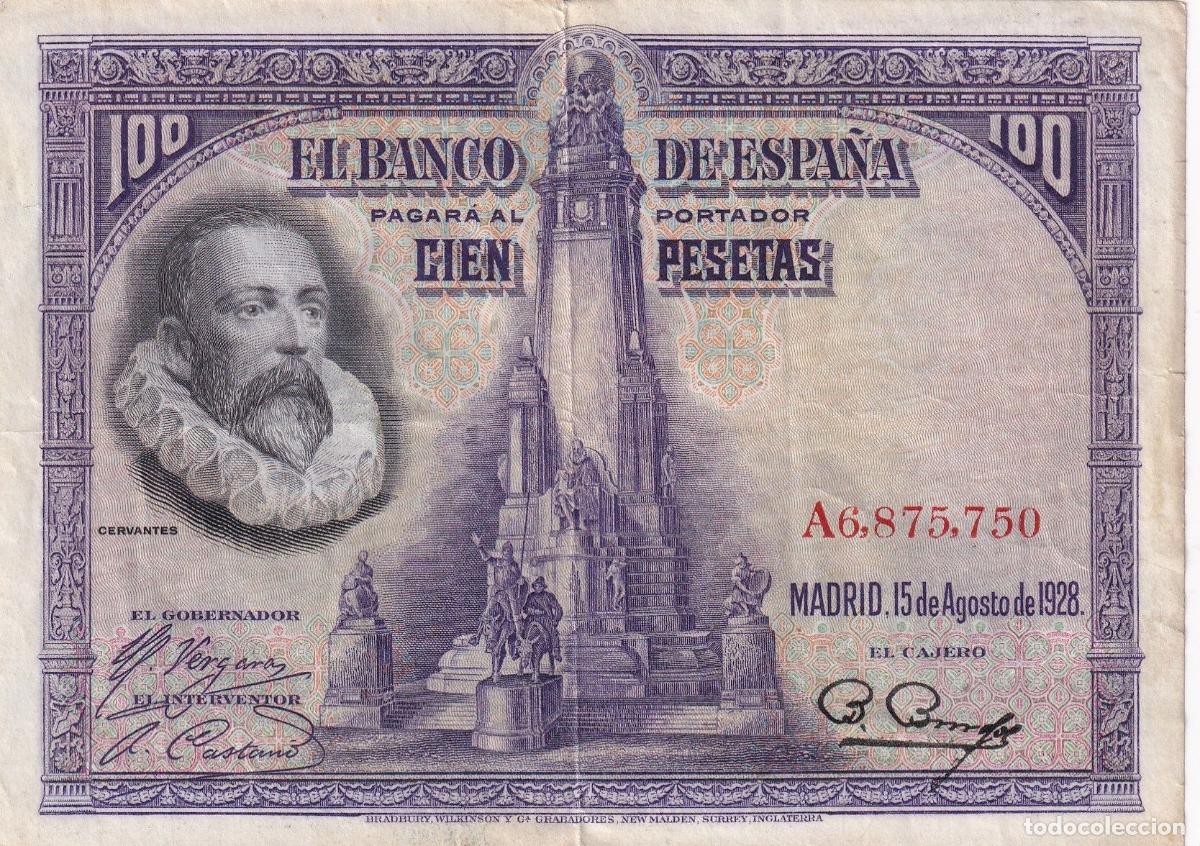 Banconote spagnole: CRBS2711 BILLETE ESPA&Ntilde;A 100 PESETAS 1928 SERIE A MBC