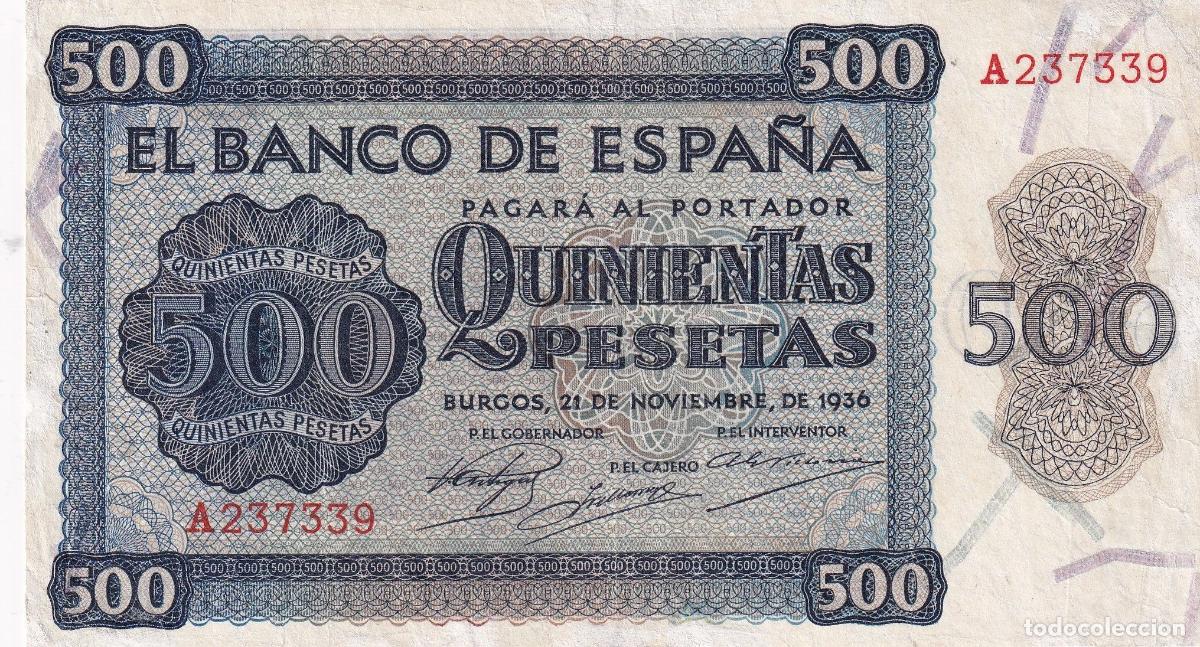Spanische Banknoten: CRBS2732 BILLETE ESPA&Ntilde;A 500 PESETAS 1936 SERIE A RESTAURADO