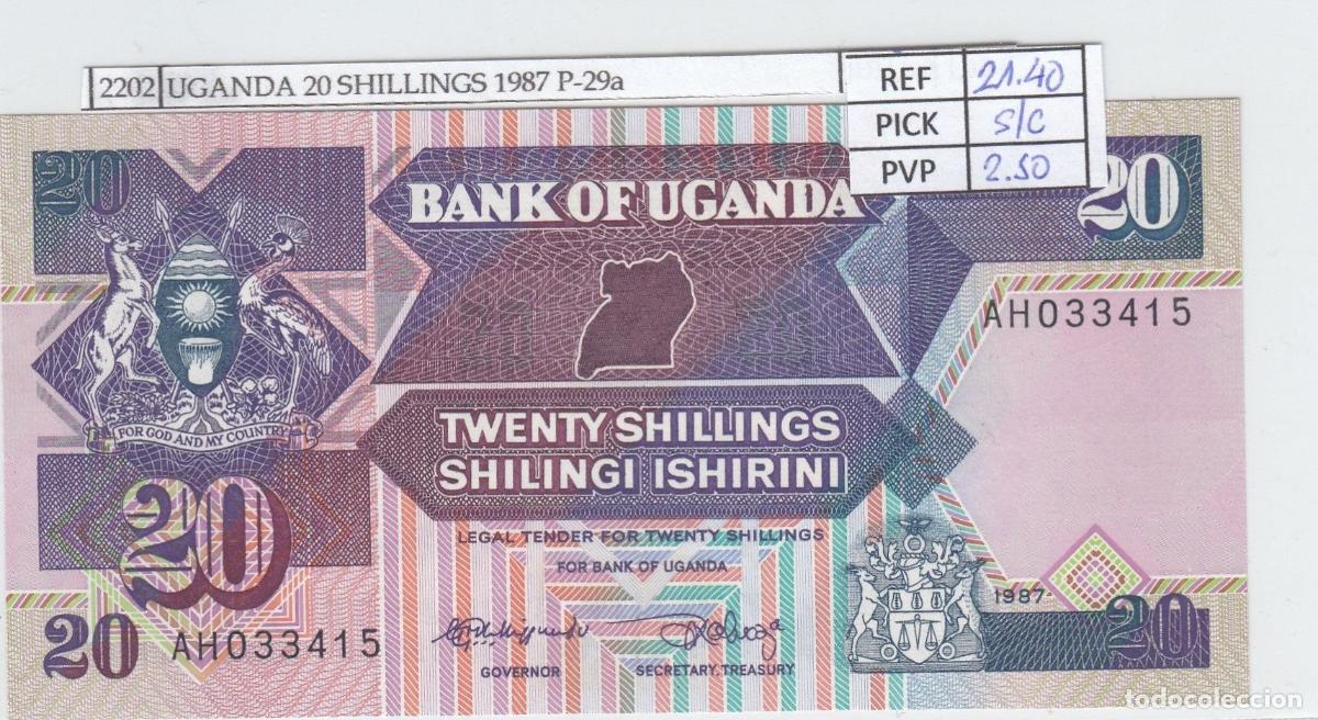 Billets espagnols: CRJ2202 BILLETE UGANDA 20 SHILLINGS 1987 P-29a SIN CIRCULAR