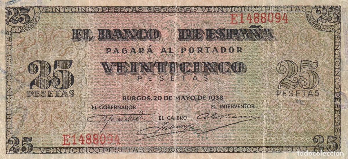 Spanische Banknoten: CRBS1771 BILLETE ESPA&Ntilde;A 25 PESETAS 1938 SERIE E BC