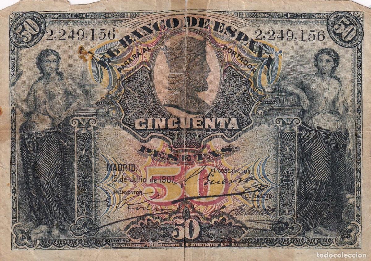 Notas espanholas: CRBS1774 BILLETE ESPA&Ntilde;A 50 PESETAS 1907 BC