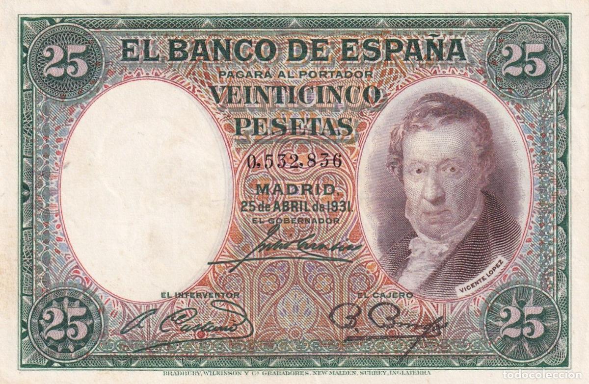 Spanische Banknoten: CRBS1811 BILLETE ESPA&Ntilde;A 25 PESETAS 1931 SIN SERIE EBC+