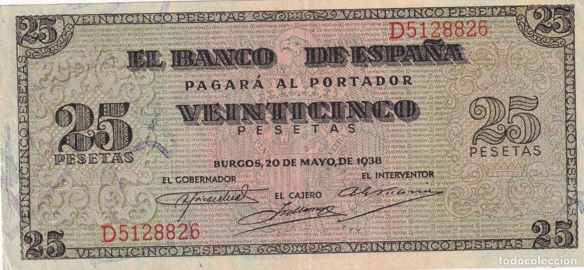 Spanische Banknoten: CRBS1813 BILLETE ESPA&Ntilde;A 25 PESETAS 1938 SERIE D EBC