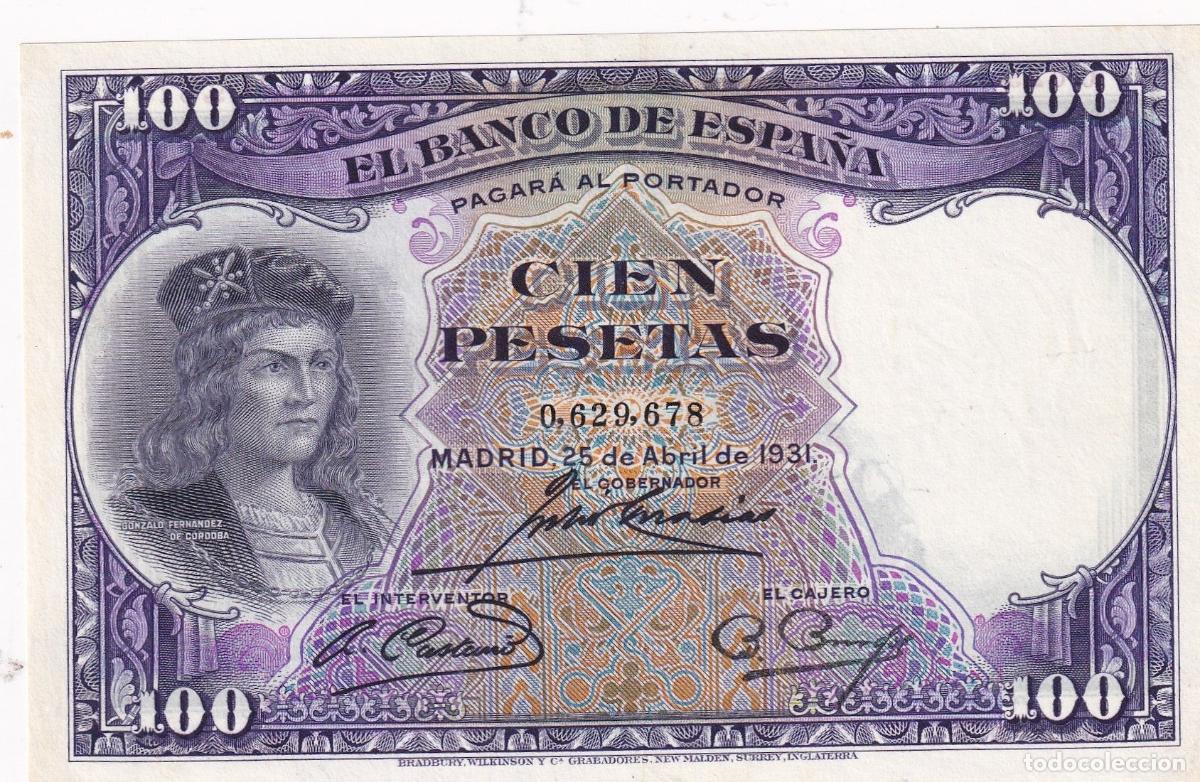 Notas espanholas: CRBS1848 BILLETE ESPA&Ntilde;A 100 PESETAS 1931 SIN SERIE EBC