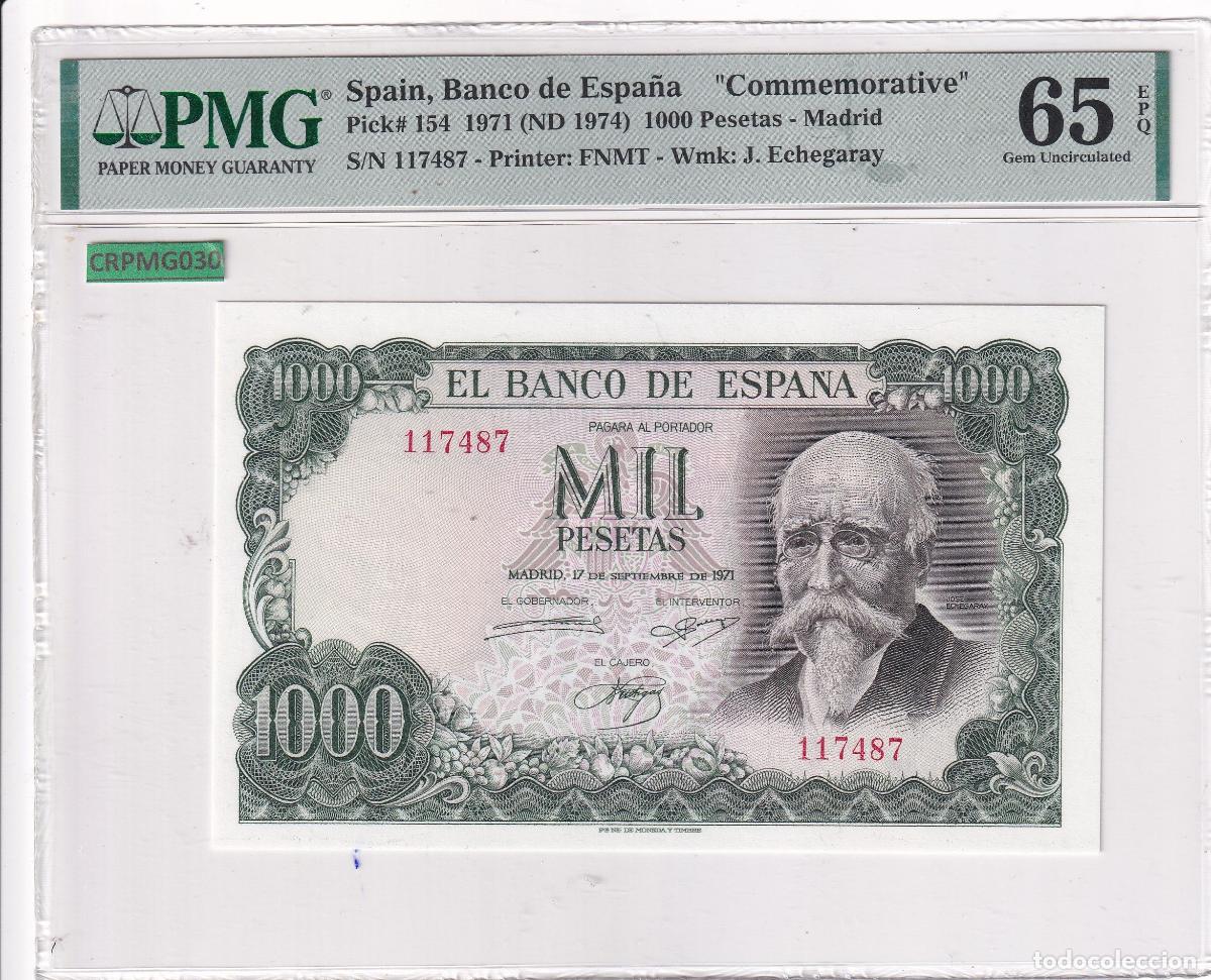 Notas espanholas: CRPMG030 BILLETE ESPA&Ntilde;A 1000 PESETAS 1971 SIN SERIE ENCAPSULADO