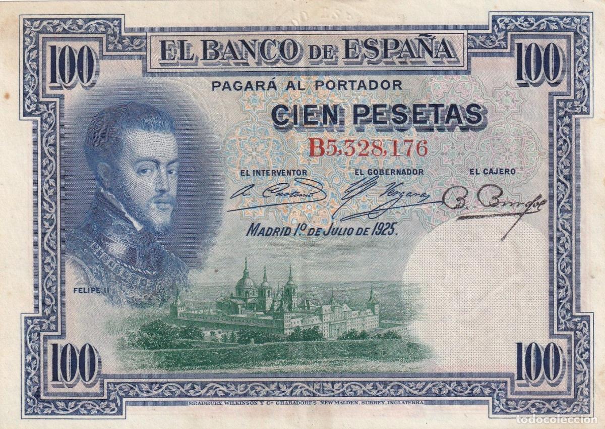 Spanish Banknotes: CRBS0420 BILLETE ESPA&Ntilde;A 100 PESETAS 1925 CON DOBLE RESELLO MBC
