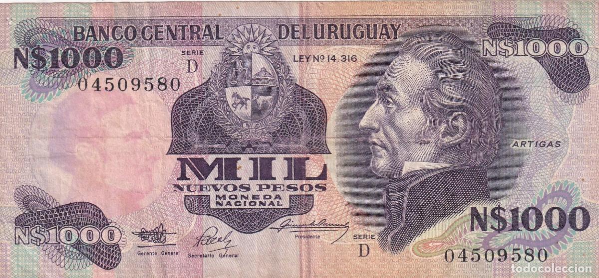 Spanish Banknotes: CRBX2347 BILLETE URUGUAY 1000 NUEVOS PESOS ND USADO
