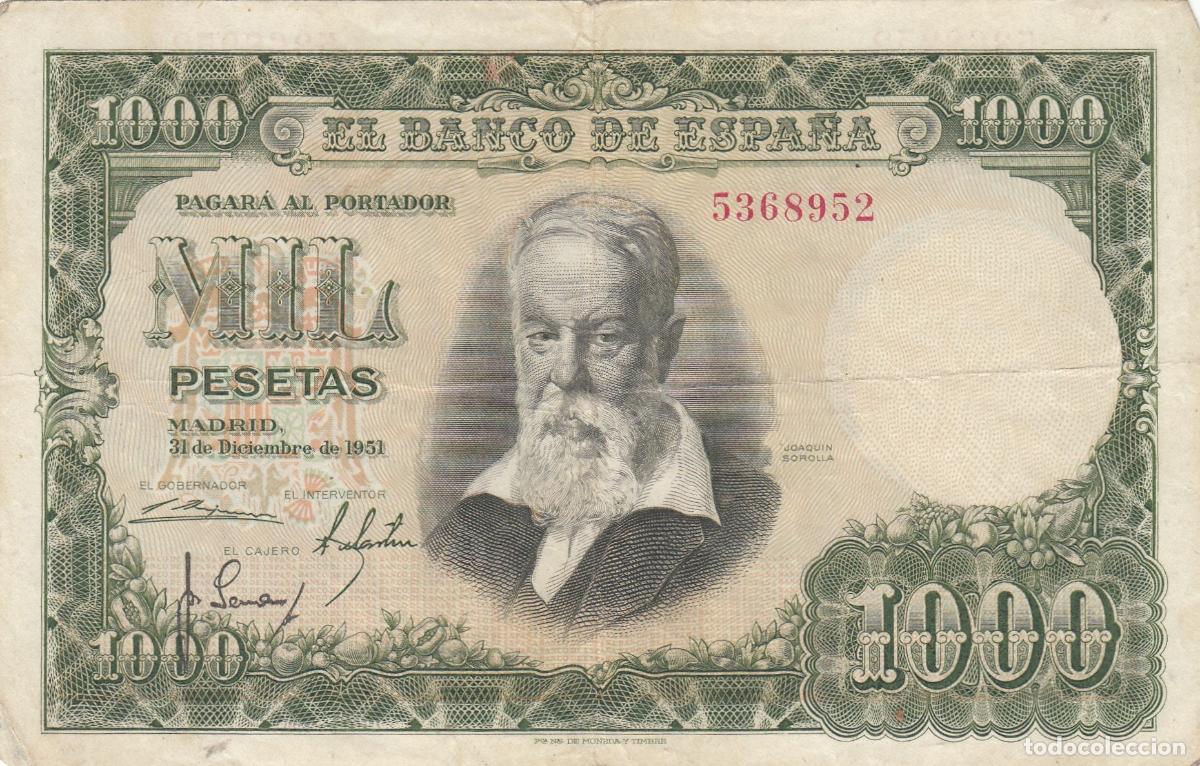 Billetes espa&ntilde;oles: CRBS0230 BILLETE ESPA&Ntilde;A 1000 PESETAS 1951 SIN SERIE MBC