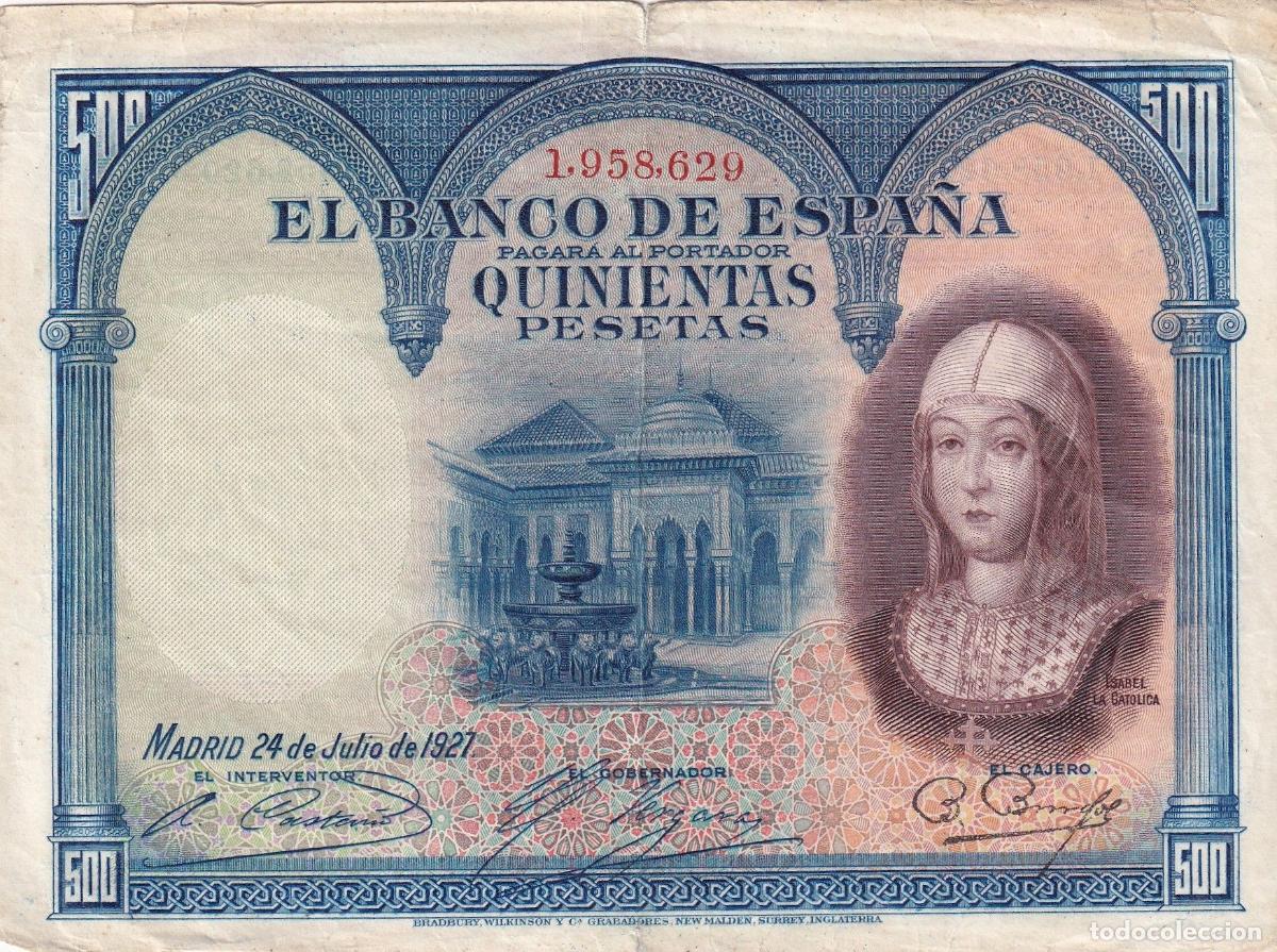 Spanische Banknoten: CRBS1927 BILLETE ESPA&Ntilde;A 500 PESETAS 1927 SIN SERIE BC
