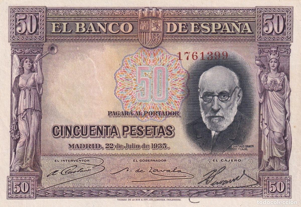 Spanische Banknoten: CRBS1948 BILLETE ESPA&Ntilde;A 50 PESETAS 1935 SIN SERIE MBC+