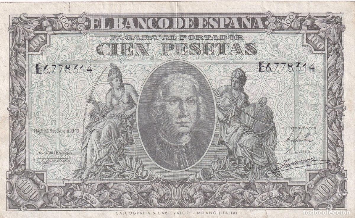 Banconote spagnole: CRBS1976 BILLETE ESPA&Ntilde;A 100 PESETAS 1940 SERIE E BC