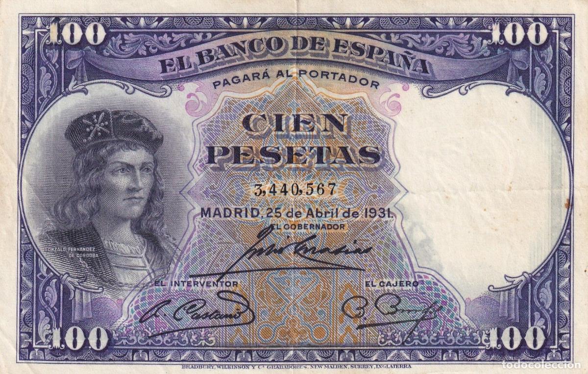 Billetes espa&ntilde;oles: CRBS2020 BILLETE ESPA&Ntilde;A 100 PESETAS 1931 SIN SERIE MBC