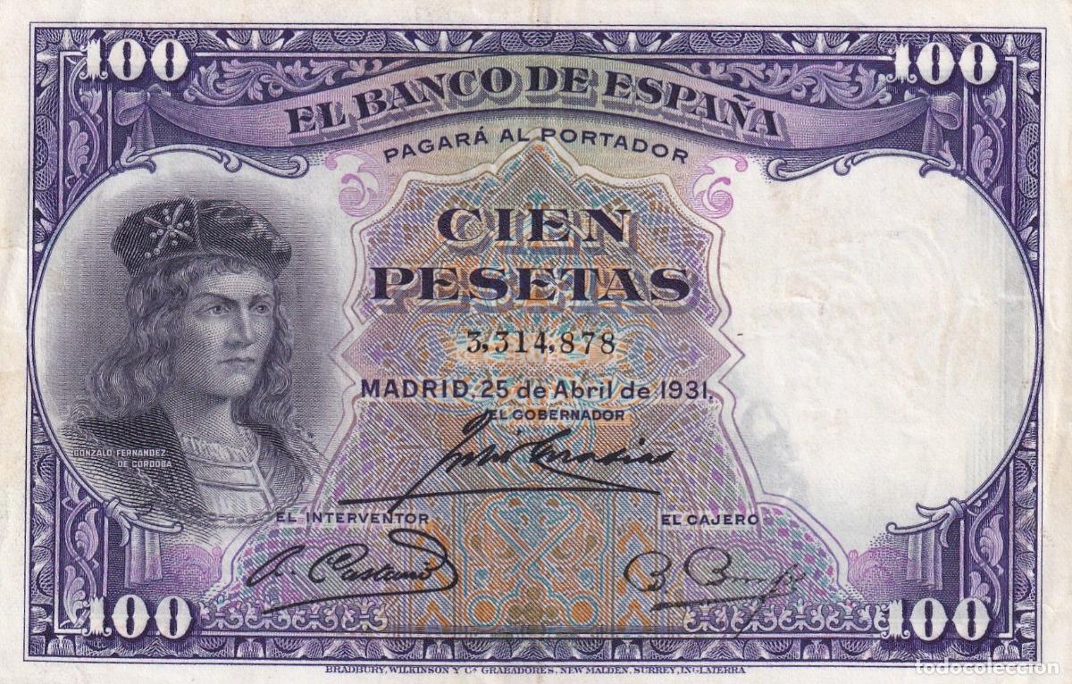 Billetes espa&ntilde;oles: CRBS2021 BILLETE ESPA&Ntilde;A 100 PESETAS 1931 SIN SERIE MBC