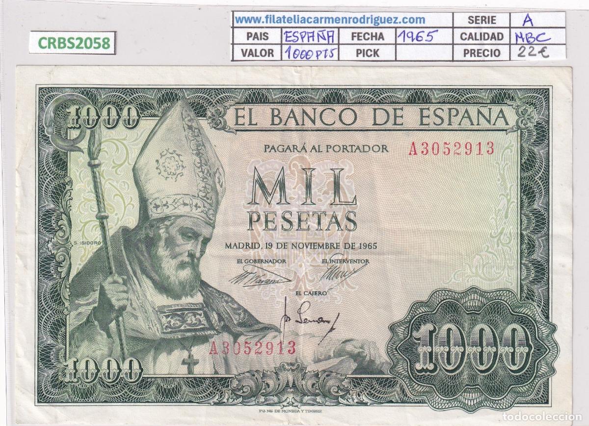 Banconote spagnole: CRBS2058 BILLETE ESPA&Ntilde;A 1000 PESETAS 1965 SERIE A MBC