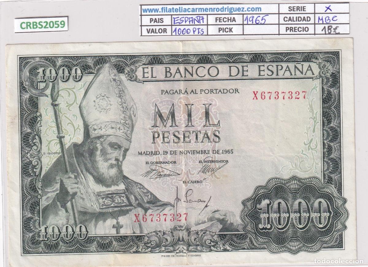 Banconote spagnole: CRBS2059 BILLETE ESPA&Ntilde;A 1000 PESETAS 1965 SERIE X MBC