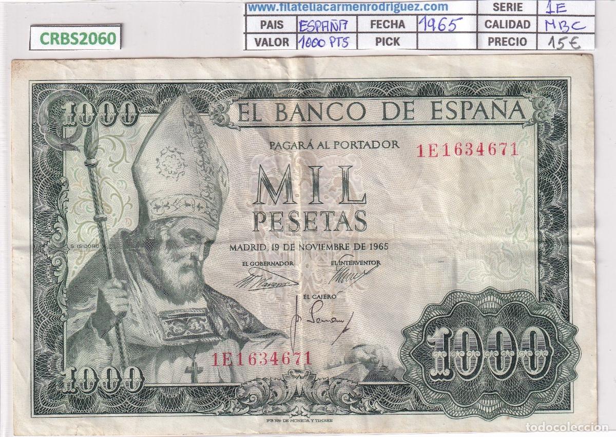 Banconote spagnole: CRBS2060 BILLETE ESPA&Ntilde;A 1000 PESETAS 1965 SERIE 1E MBC