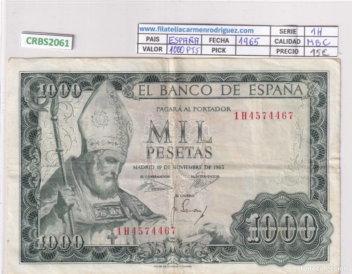 Banconote spagnole: CRBS2061 BILLETE ESPA&Ntilde;A 1000 PESETAS 1965 SERIE 1H MBC