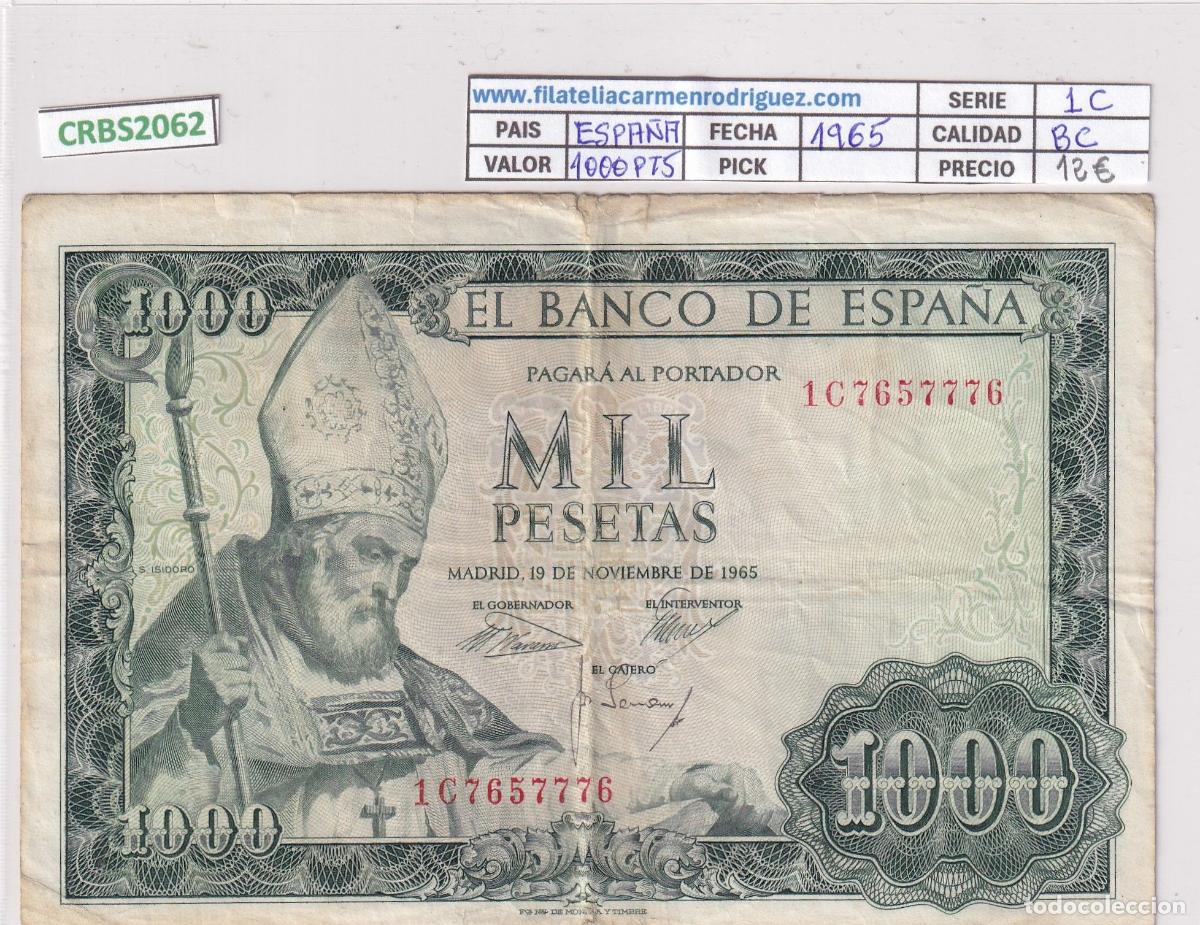 Banconote spagnole: CRBS2062 BILLETE ESPA&Ntilde;A 1000 PESETAS 1965 SERIE 1C BC