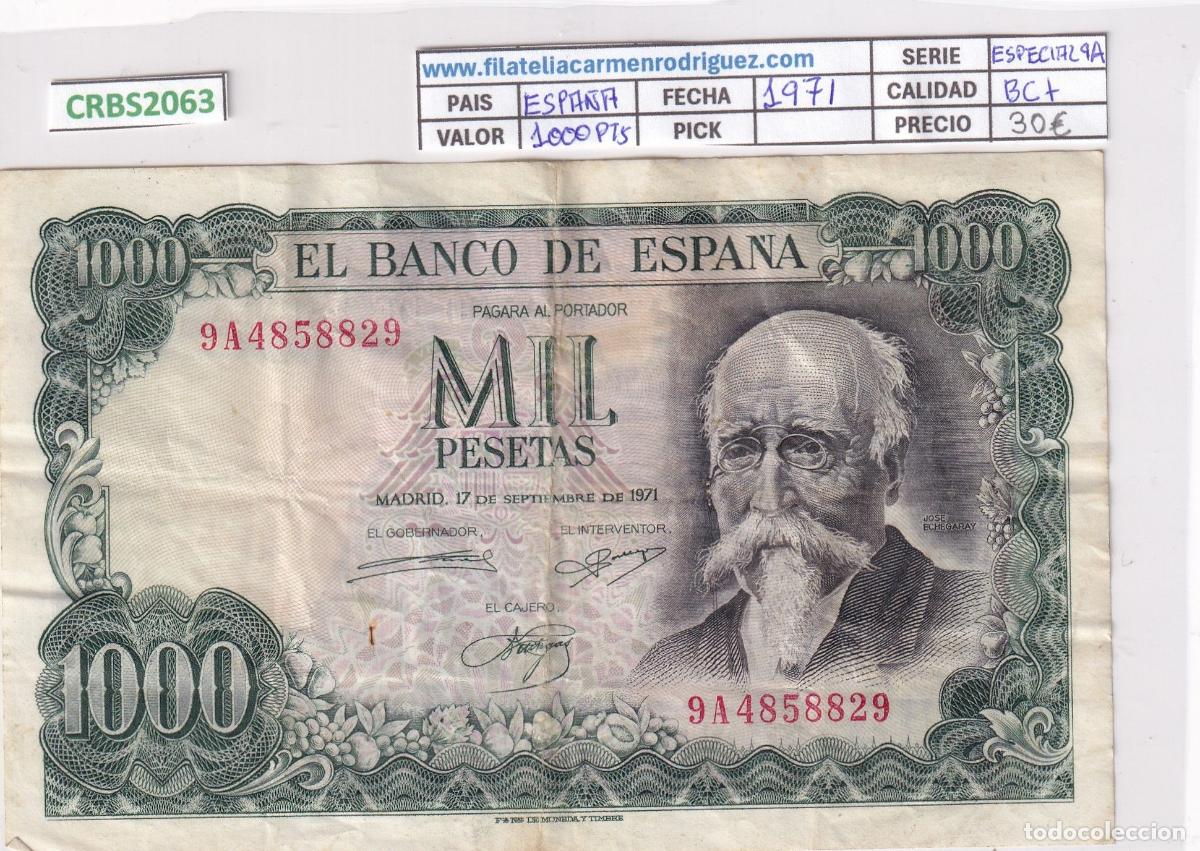 Banconote spagnole: CRBS2063 BILLETE ESPA&Ntilde;A 1000 PESETAS 1971 SERIE ESPECIAL 9A BC+