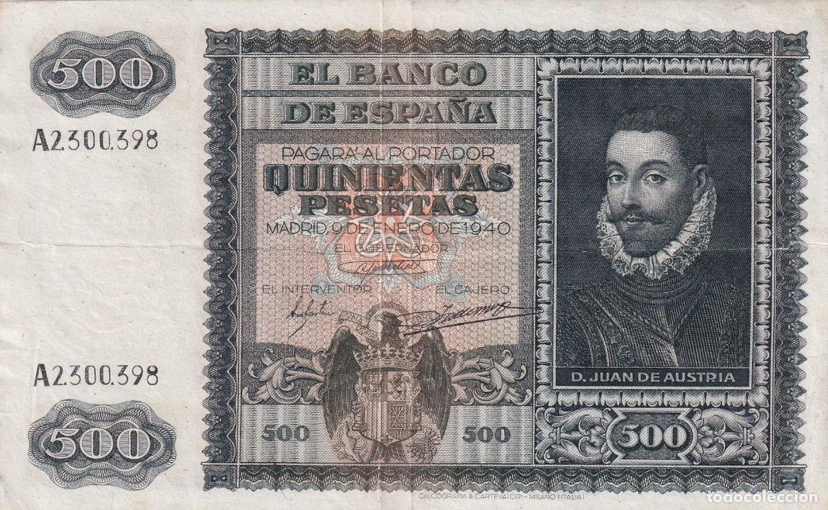Banconote spagnole: CRBS2446 BILLETE ESPA&Ntilde;A 500 PESETAS 1940 SERIE A ROTURITA RESTAURADO