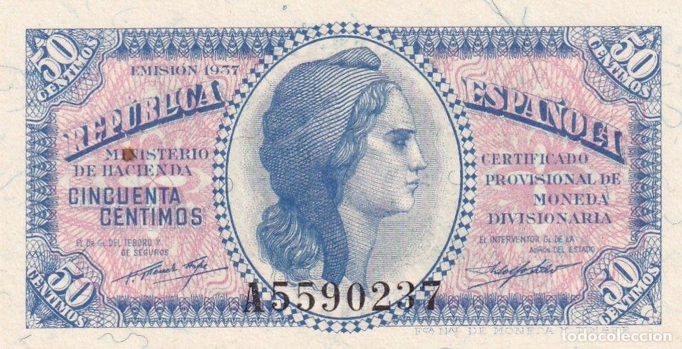 Banconote spagnole: CRBS2739 BILLETE ESPA&Ntilde;A 50 CENTIMOS EMISION 1937 SERIE A S/C-