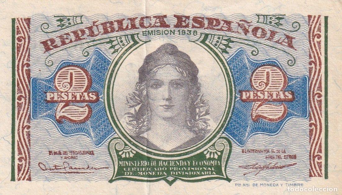 Banconote spagnole: CRBS2760 BILLETE ESPA&Ntilde;A 2 PESETAS EMISION 1938 SERIE A EBC