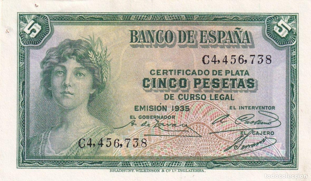 Banconote spagnole: CRBS2761 BILLETE ESPA&Ntilde;A 5 PESETAS EMISION 1935 SERIE C EBC