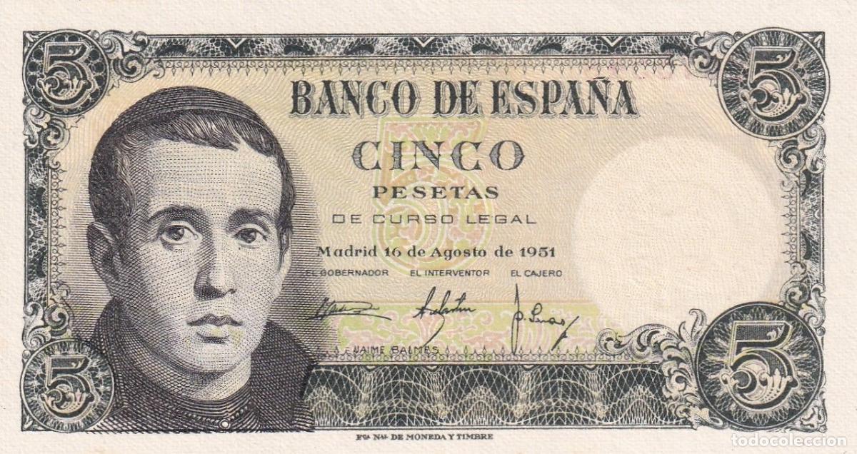 Notas espanholas: CRBS2987 BILLETE ESPA&Ntilde;A 5 PESETAS 1951 SERIE 1A SIN CIRCULAR