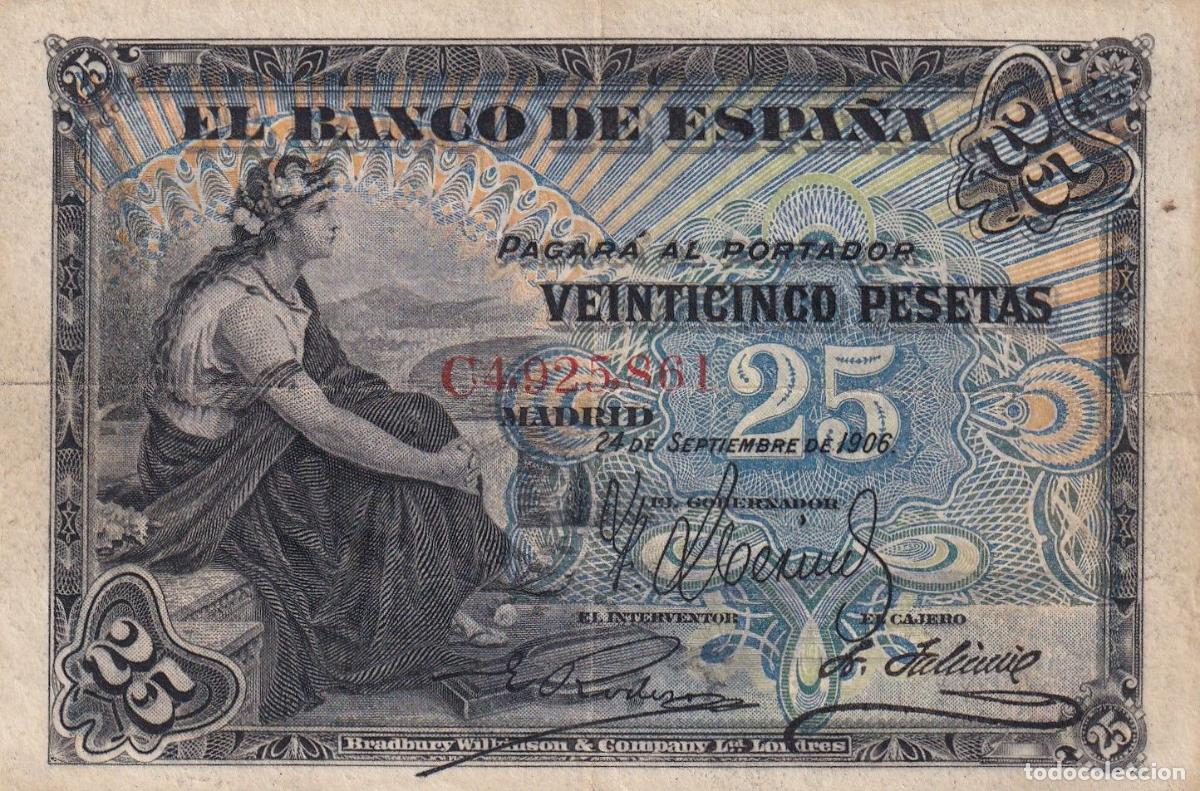 Spanish Banknotes: CRBS2994 BILLETE ESPA&Ntilde;A 25 PESETAS 1906 SERIE C MBC