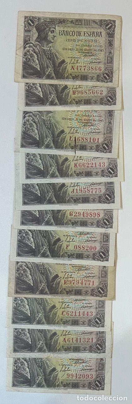 Spanische Banknoten: CRBS1953 LOTE 13 BILLETES ESPA&Ntilde;A 1 PESETA 1943 DIFERENTES SERIES ALGUNOS SIN CIRCULAR